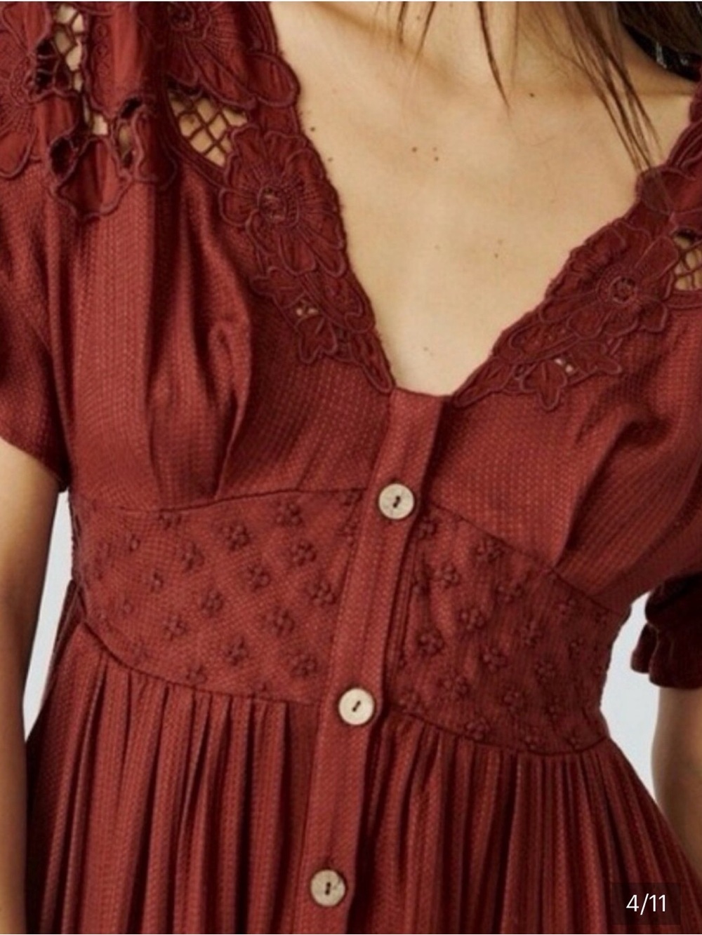 Free People Women's Colette Maxi Dress/Duster-sizeSM cinnamon brown color - Picture 3 of 10